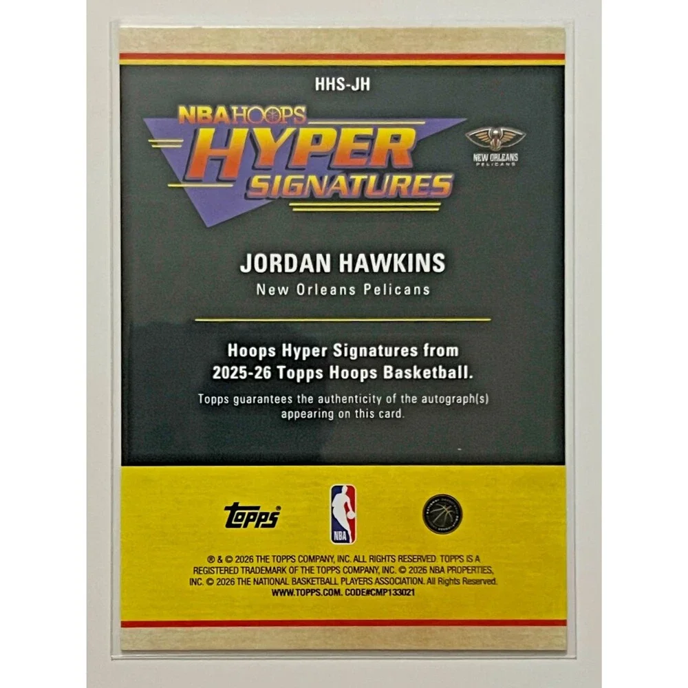 2025-26 NBA Hoops Jordan Hawkins Hyper Signatures Auto Gold Holo 26/50